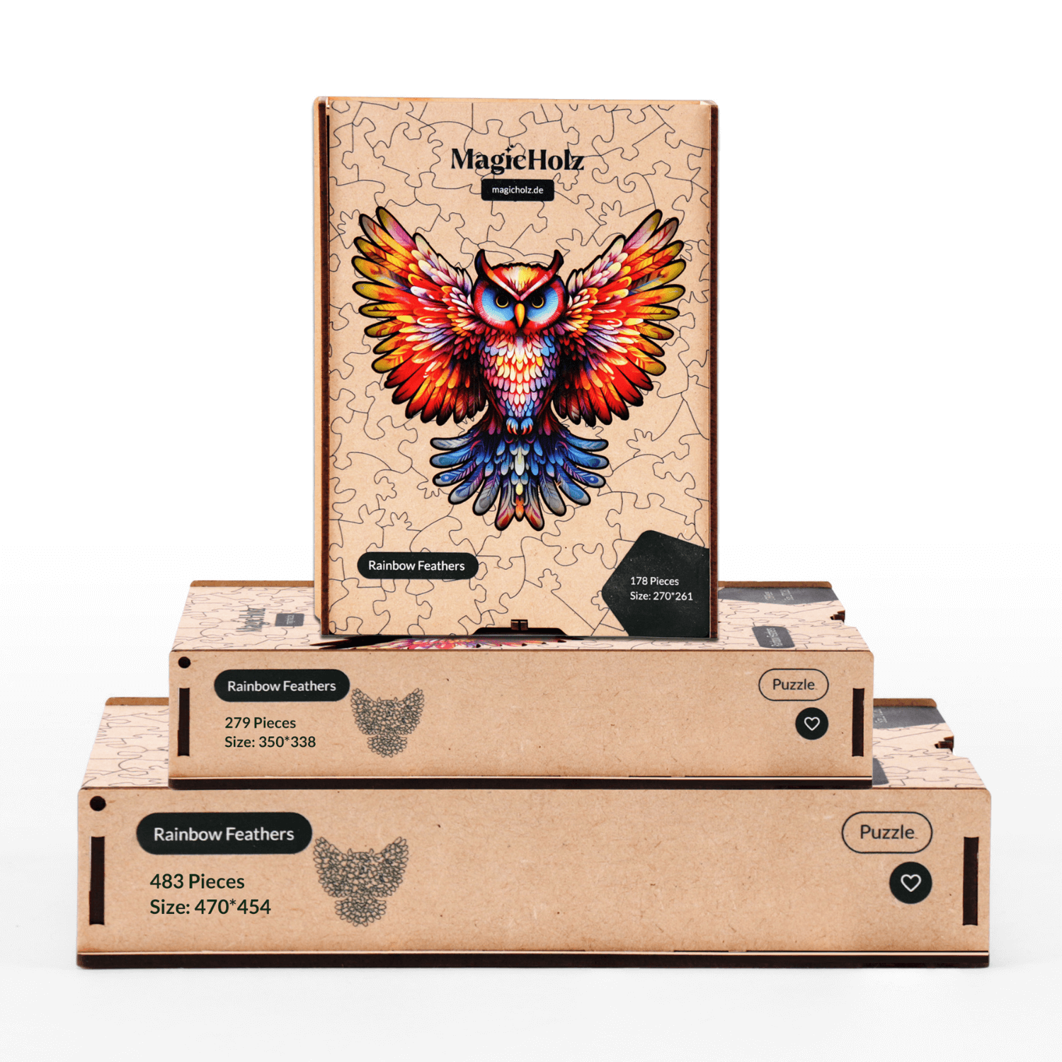 Rainbow feather | owl wooden puzzle MagicHolz