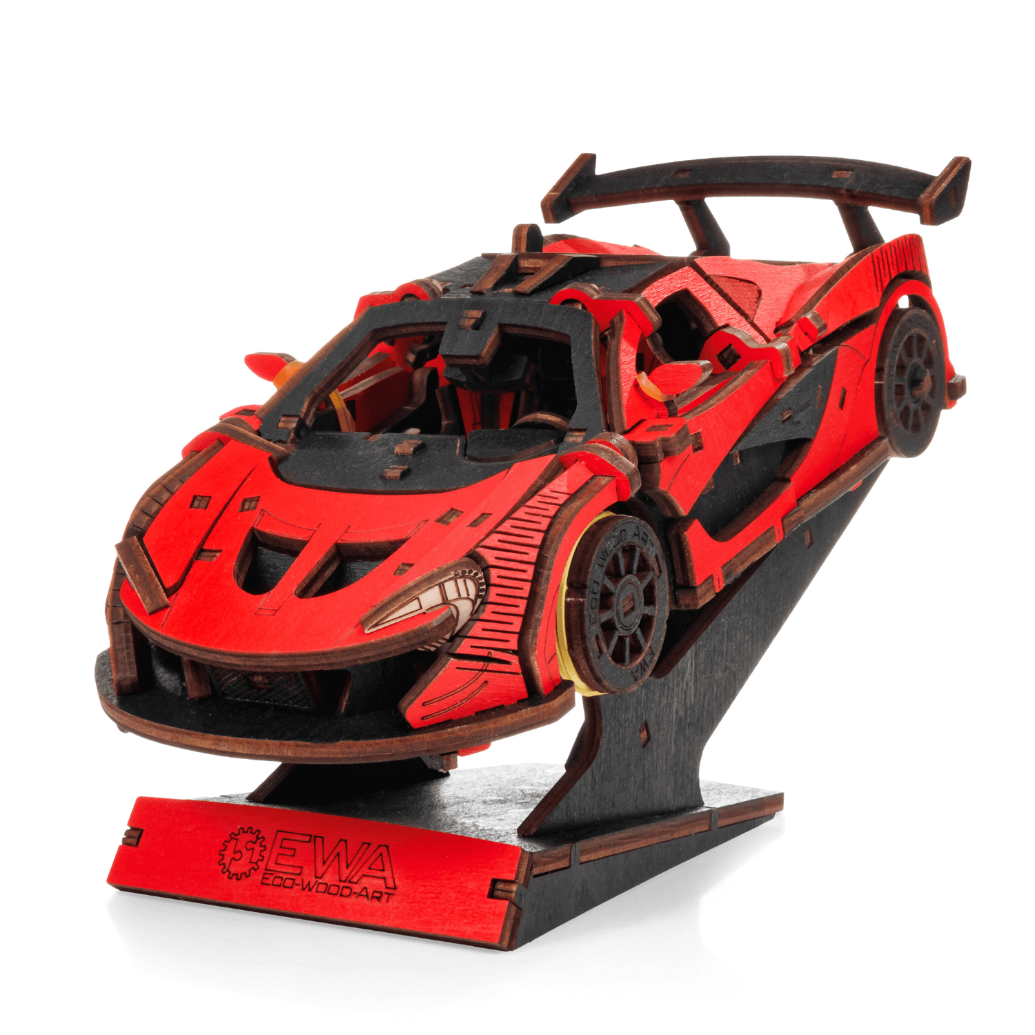 Racing Car | Rennauto Mechanisches Holzpuzzle Eco-Wood-Art Rot