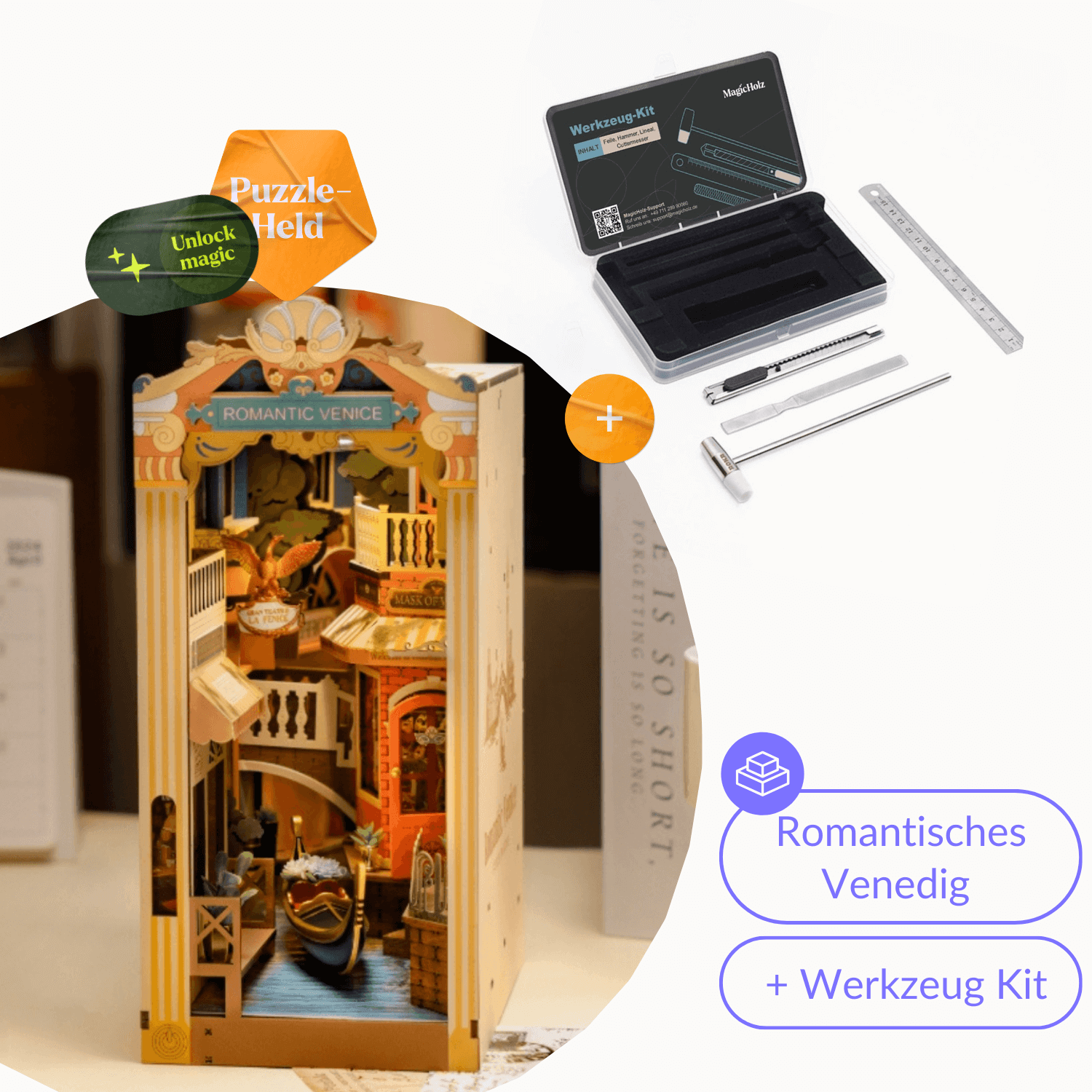 Venise romantique | Diorama | Rolife Diorama Robotime Starter Kit | Book Nook + outils