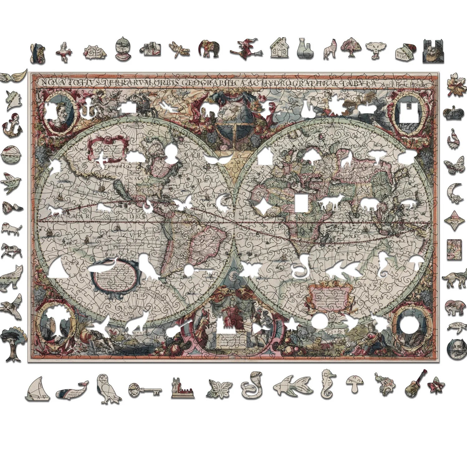 Ancient World Map | Henricus Hondius Wooden Puzzle (2D) MagicHolz