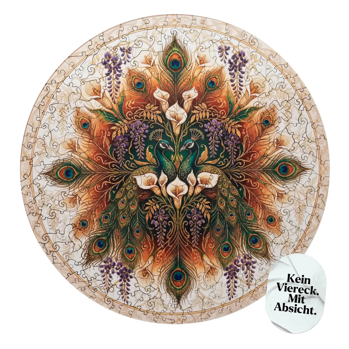 Golden Peacocks in Art Nouveau Mandala Wooden Puzzle (2D) MagicHolz