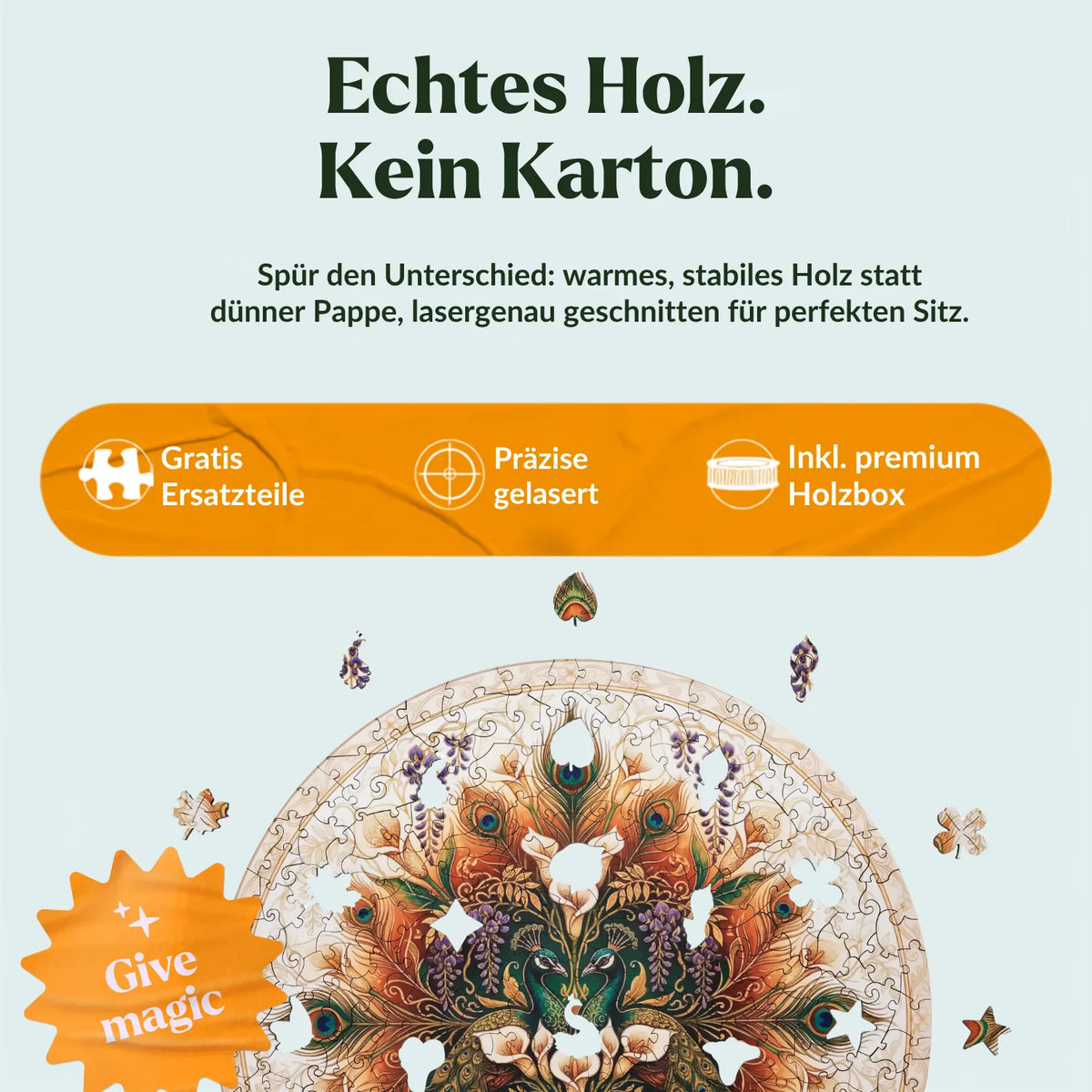 Golden Peacocks in Art Nouveau Mandala Wooden Puzzle (2D) MagicHolz