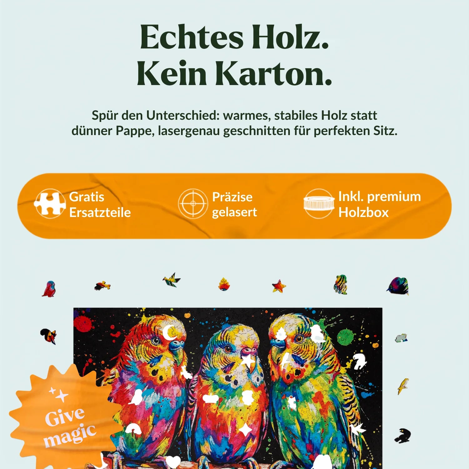 Colorful Budgies Wooden Puzzle (2D) MagicHolz