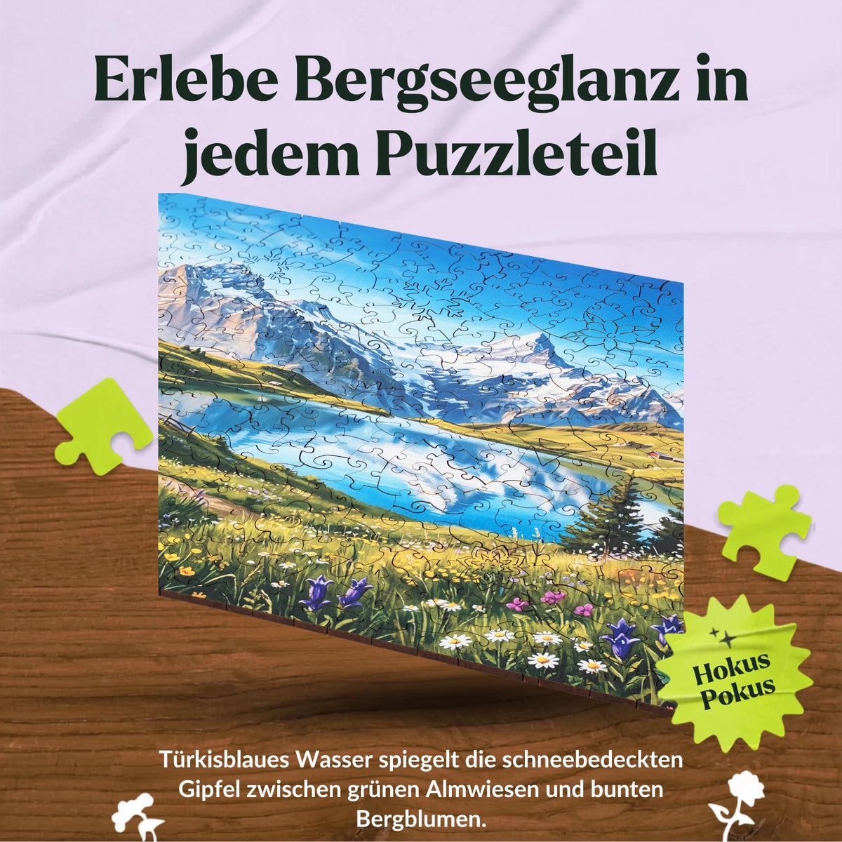 Houten puzzel met een Alpenpanorama en een bergmeer (2D) MagicHolz