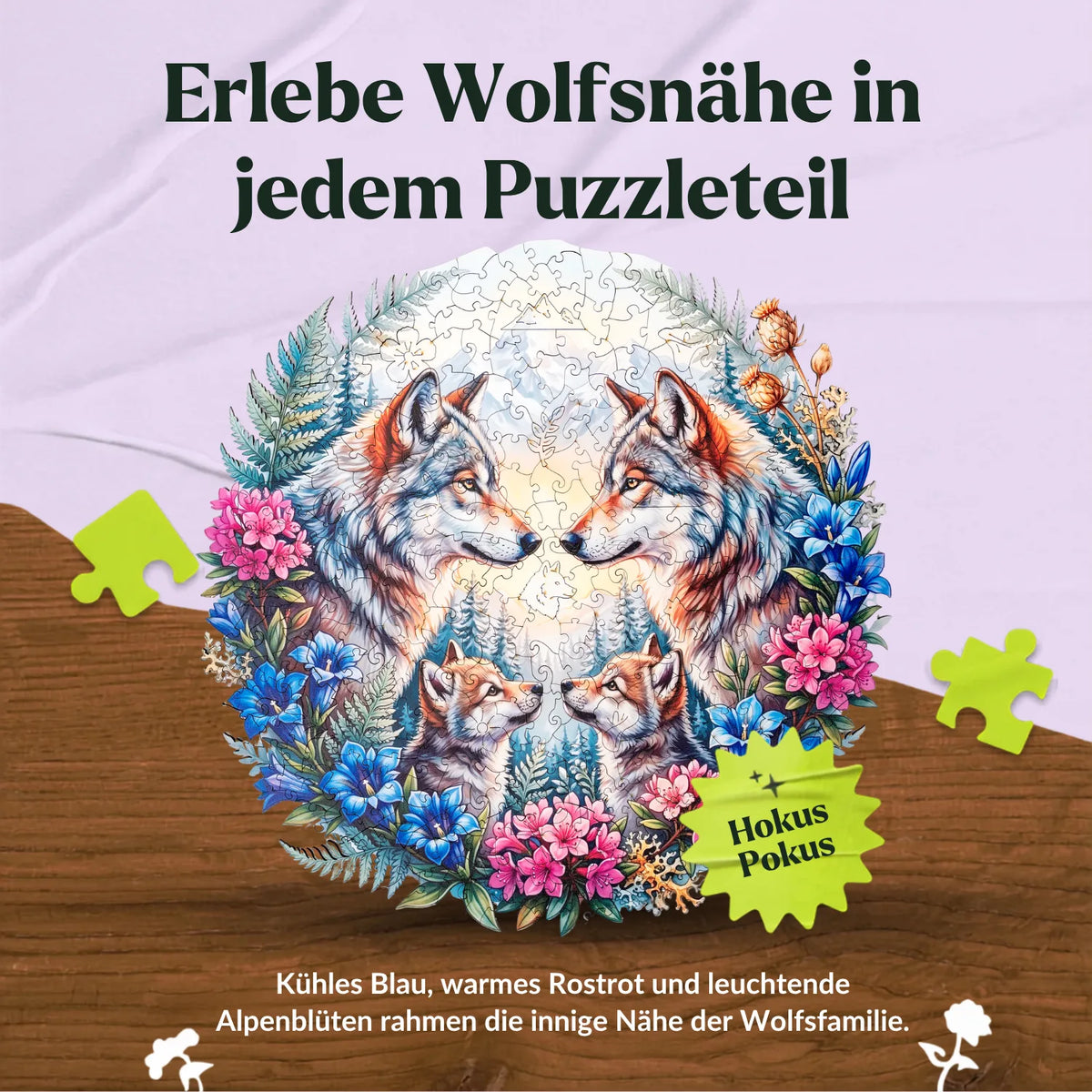 Wolf Family in Alpine Splendor Mandala Wooden Puzzle (2D) MagicHolz