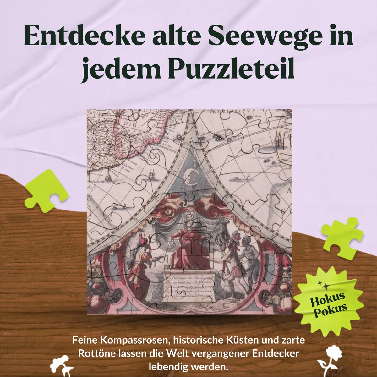 Ancient World Map | Henricus Hondius Wooden Puzzle (2D) MagicHolz