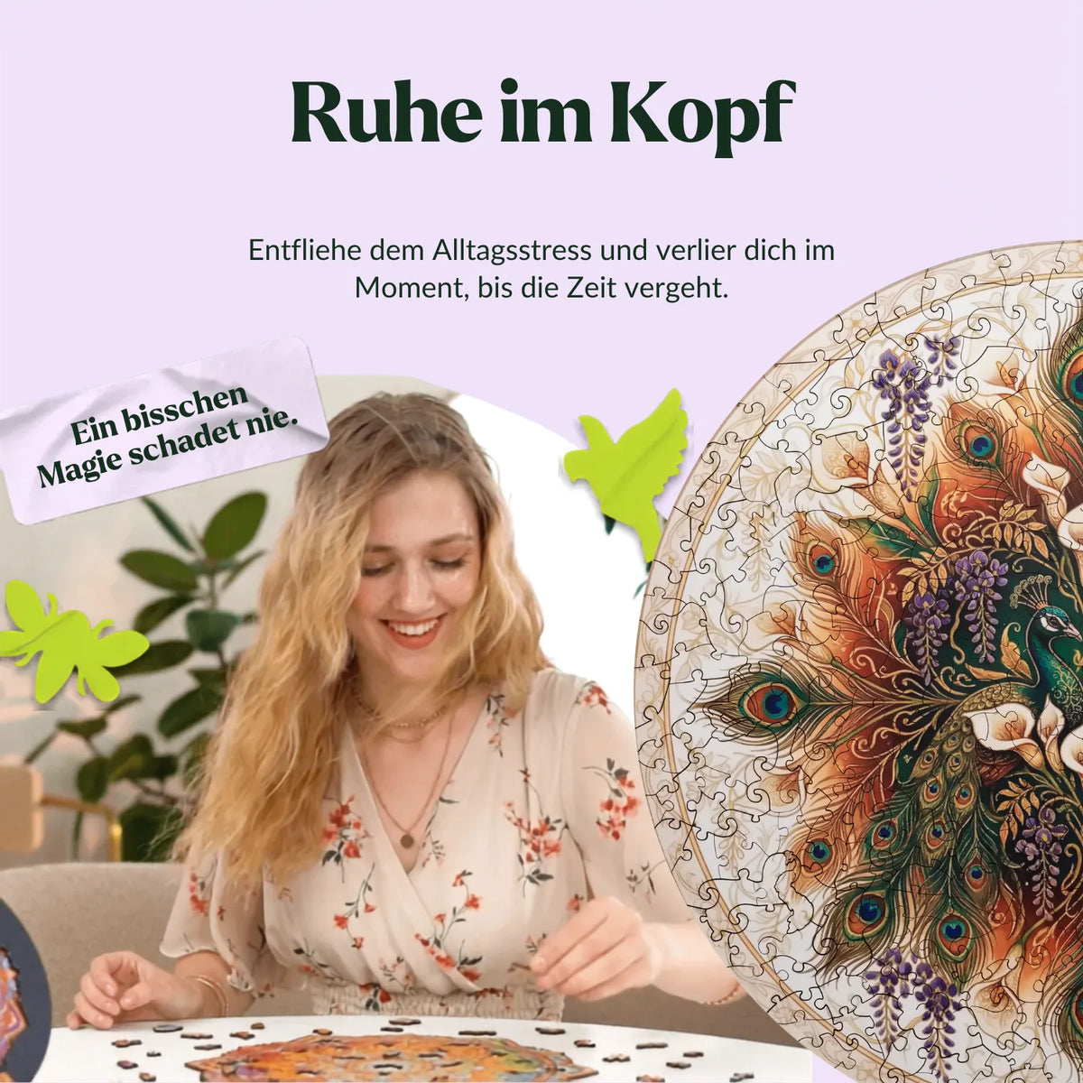 Golden Peacocks in Art Nouveau Mandala Wooden Puzzle (2D) MagicHolz