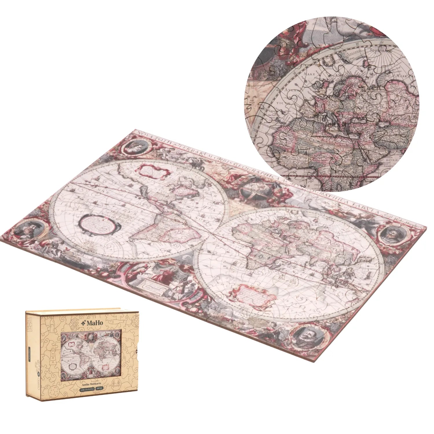 Ancient World Map | Henricus Hondius Wooden Puzzle (2D) MagicHolz