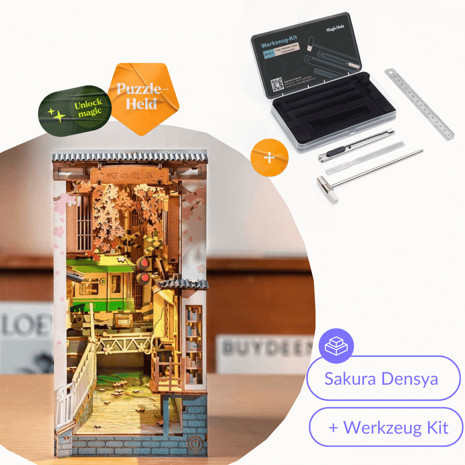 Sakura Densya | Diorama | Rolife Diorama Robotime Starter Kit | Book Nook + Werkzeug
