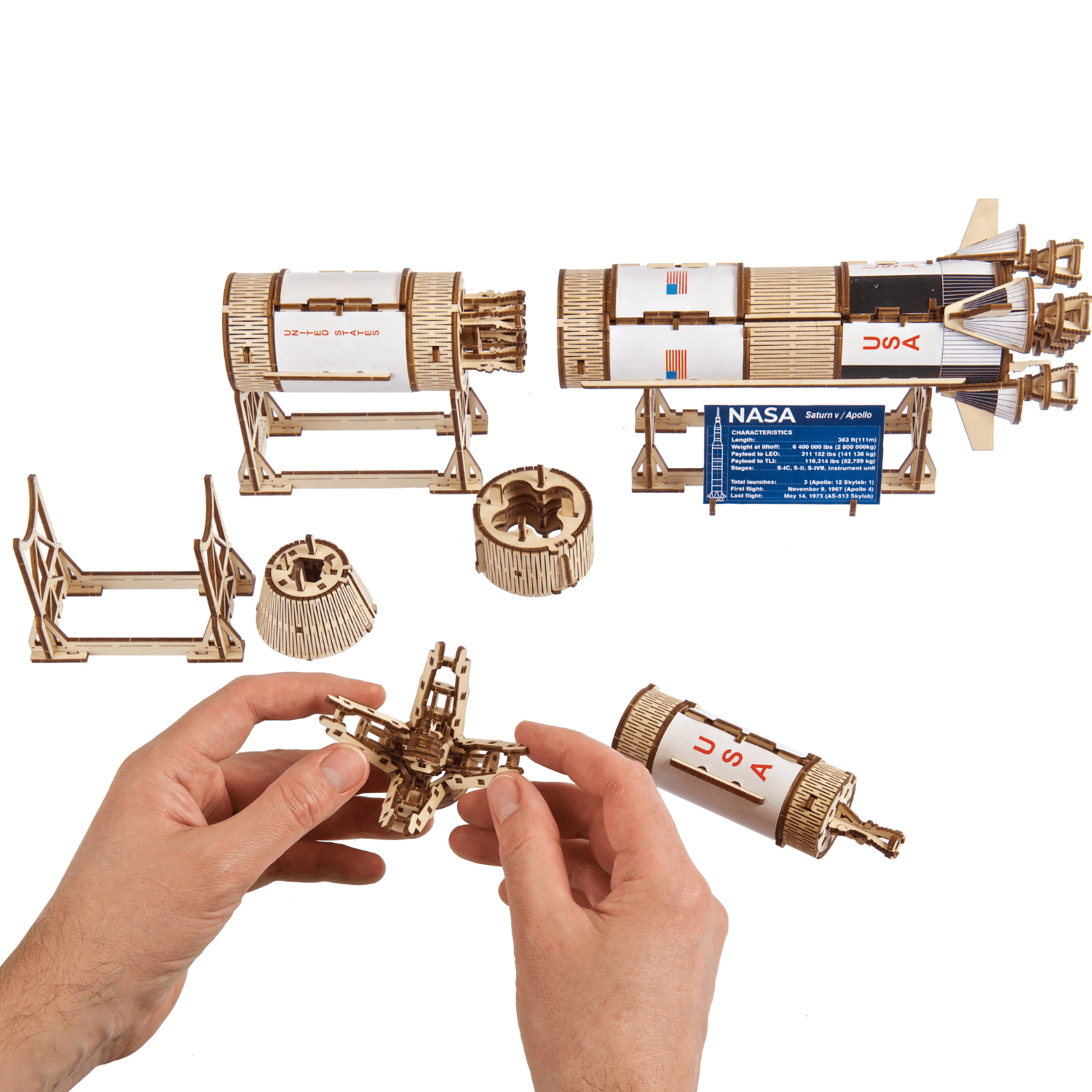 NASA Saturn V 🚀✨ Puzzle mécanique en bois Ugears