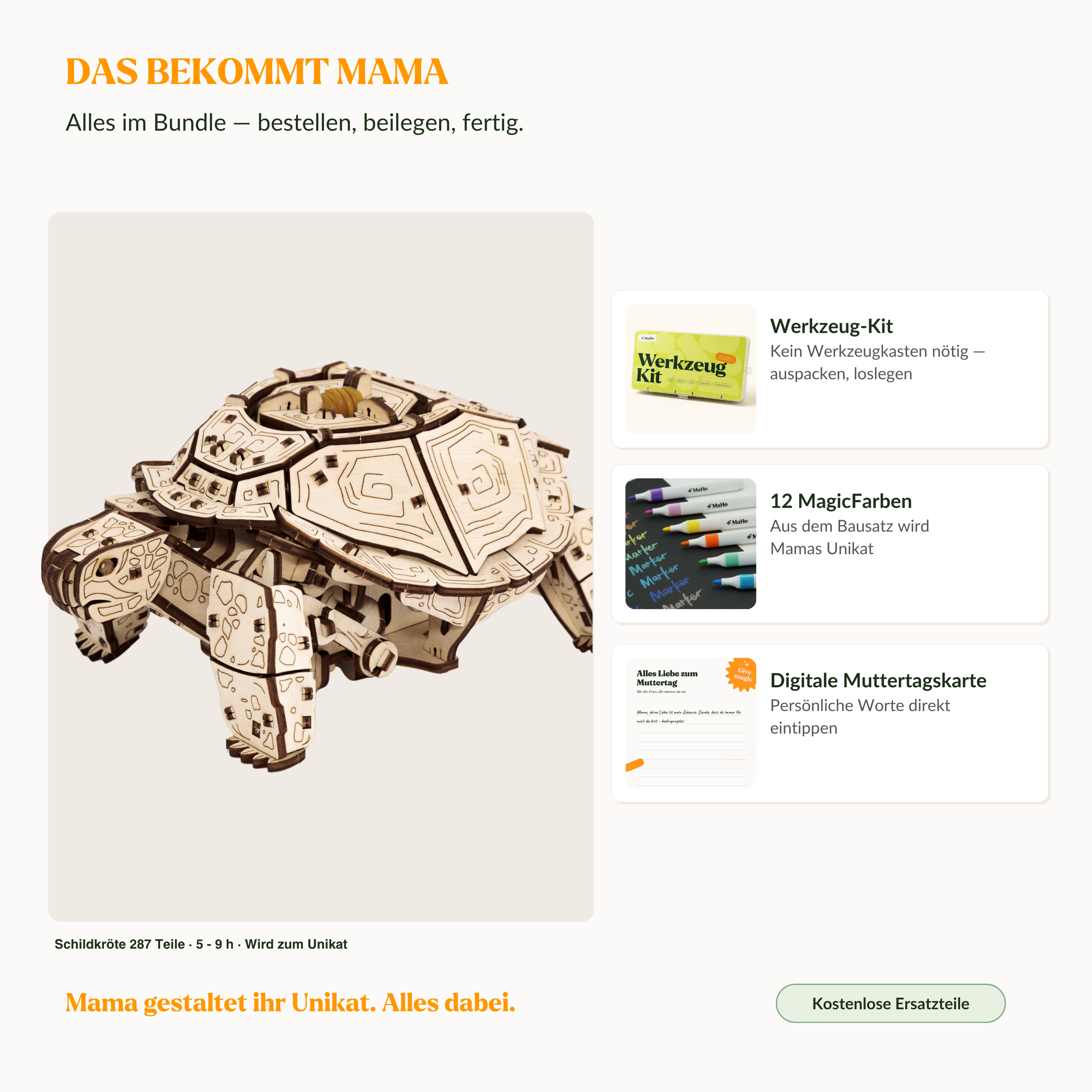 Le voyage de la tortue — Kit de construction mécanique pour la fête des mères Kit de construction mécanique MagicHolz