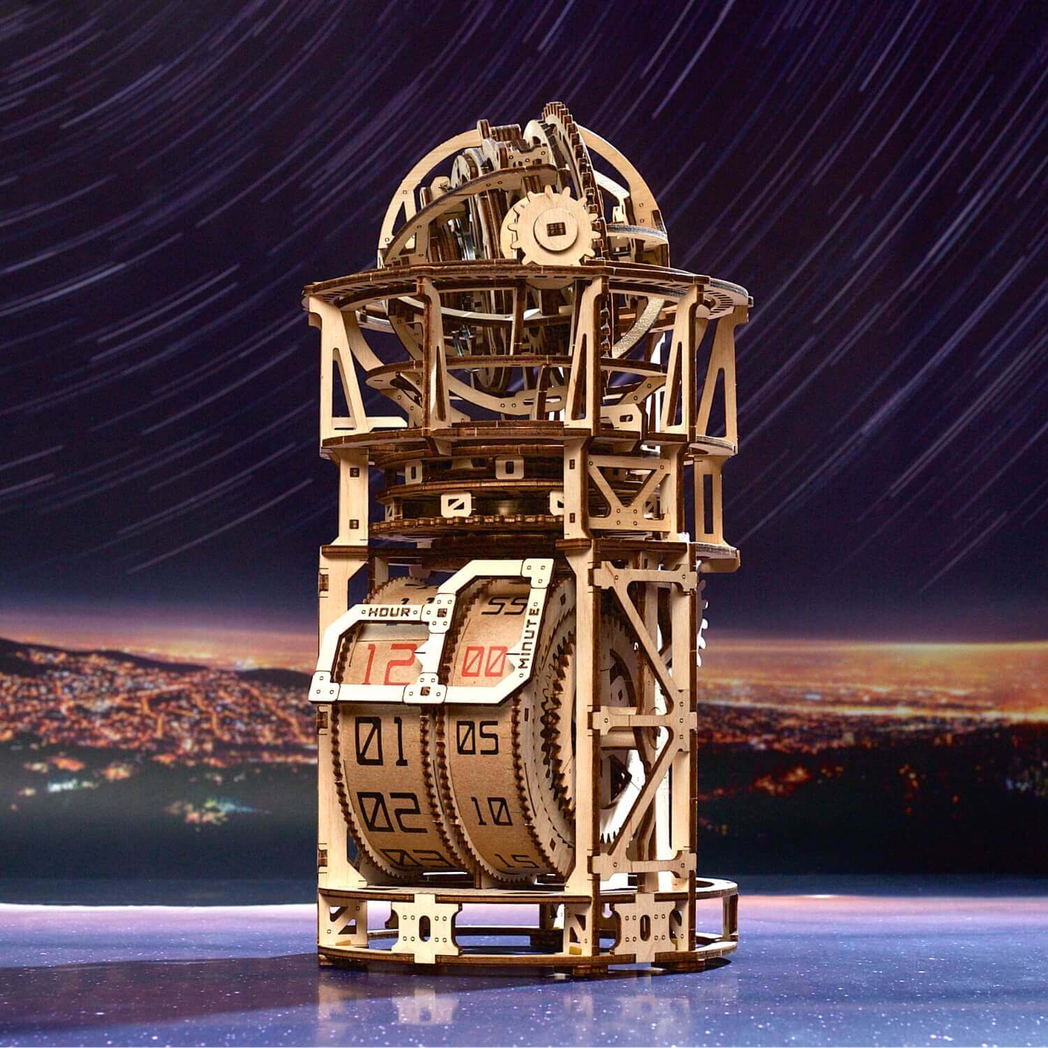 Sternengucker | Tourbilllon-Tischuhr Mechanisches Holzpuzzle Ugears
