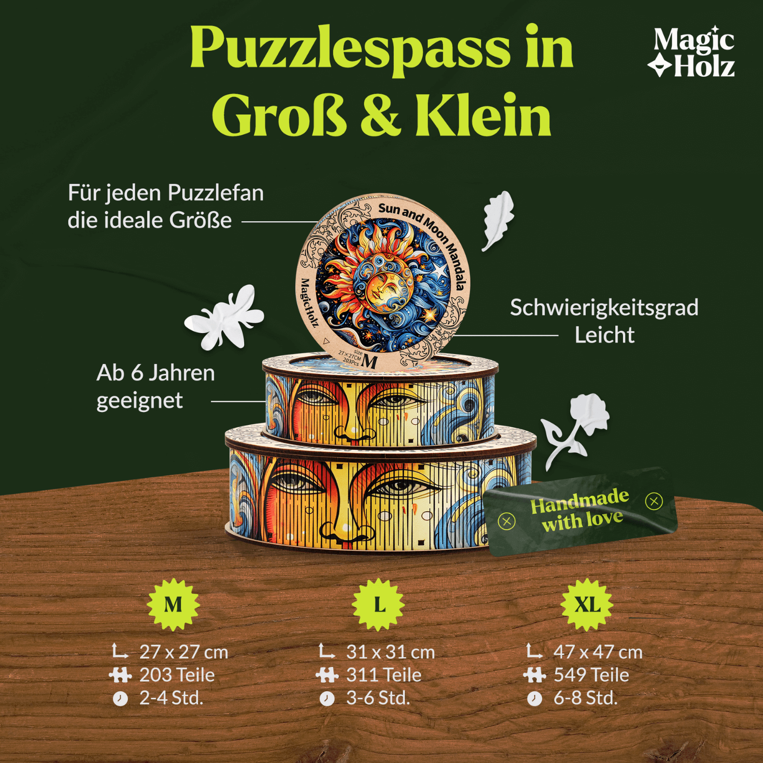 Sonne und Mond | Mandala Holzpuzzle MagicHolz