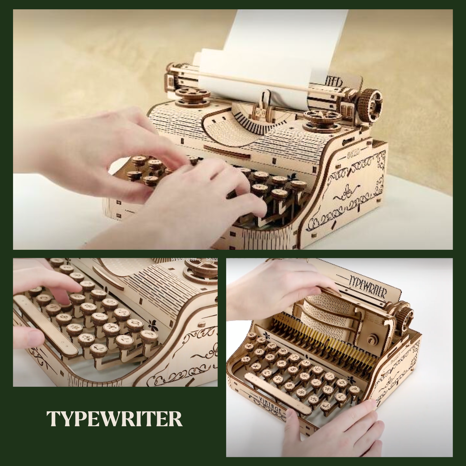 Typewriter Mechanical wooden puzzle Eco-Wood-Art