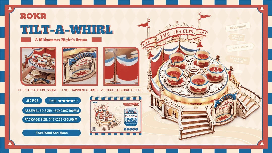 Cup Carousel | Fairground | Rokr-Mechanical Wooden Puzzle-Robotime--