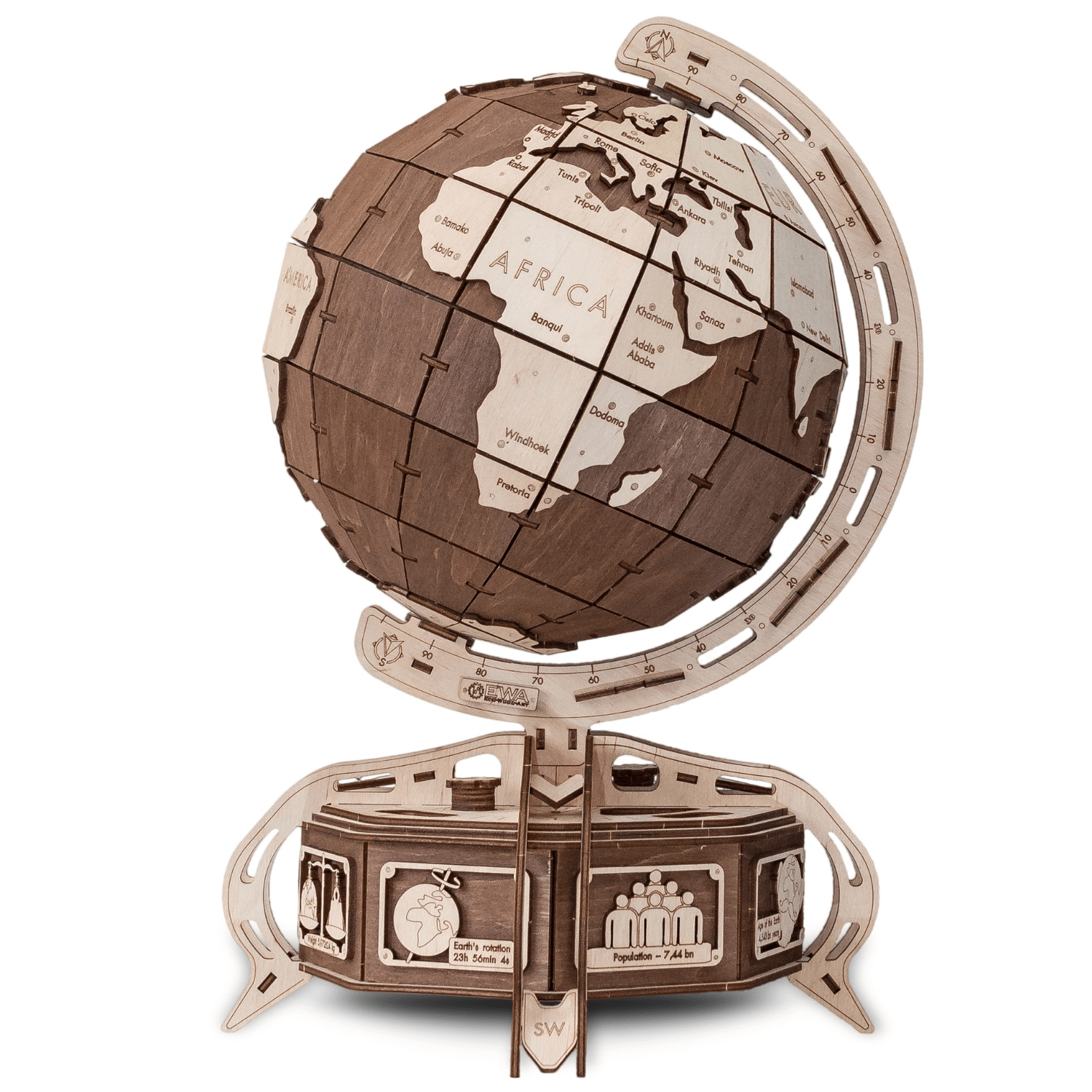 The Globe Mechanical Wooden Puzzle Eco-Wood-Art