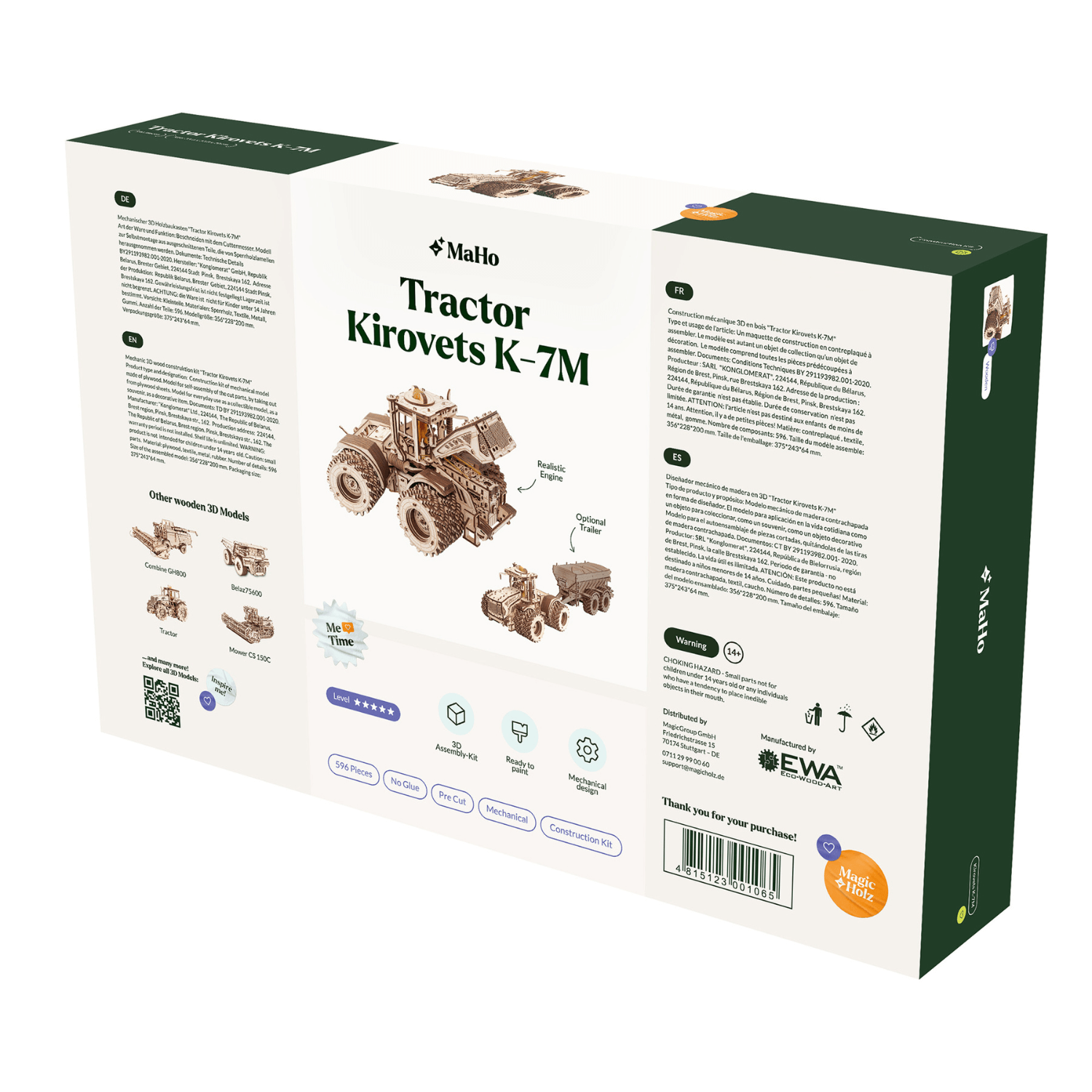 Tracteur en bois - Kit de construction pour les amateurs de technologie Puzzle mécanique en bois MagicHolz