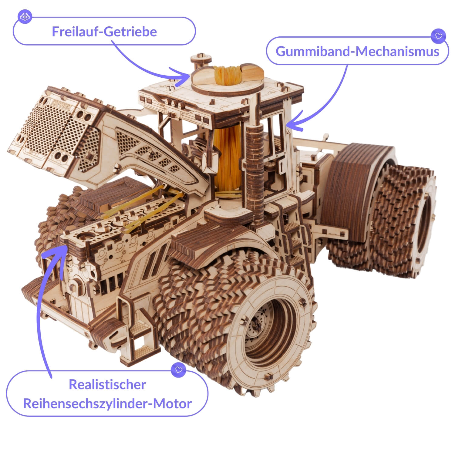 Wooden tractor - kit for technology enthusiasts MagicHolz mechanical wooden puzzle