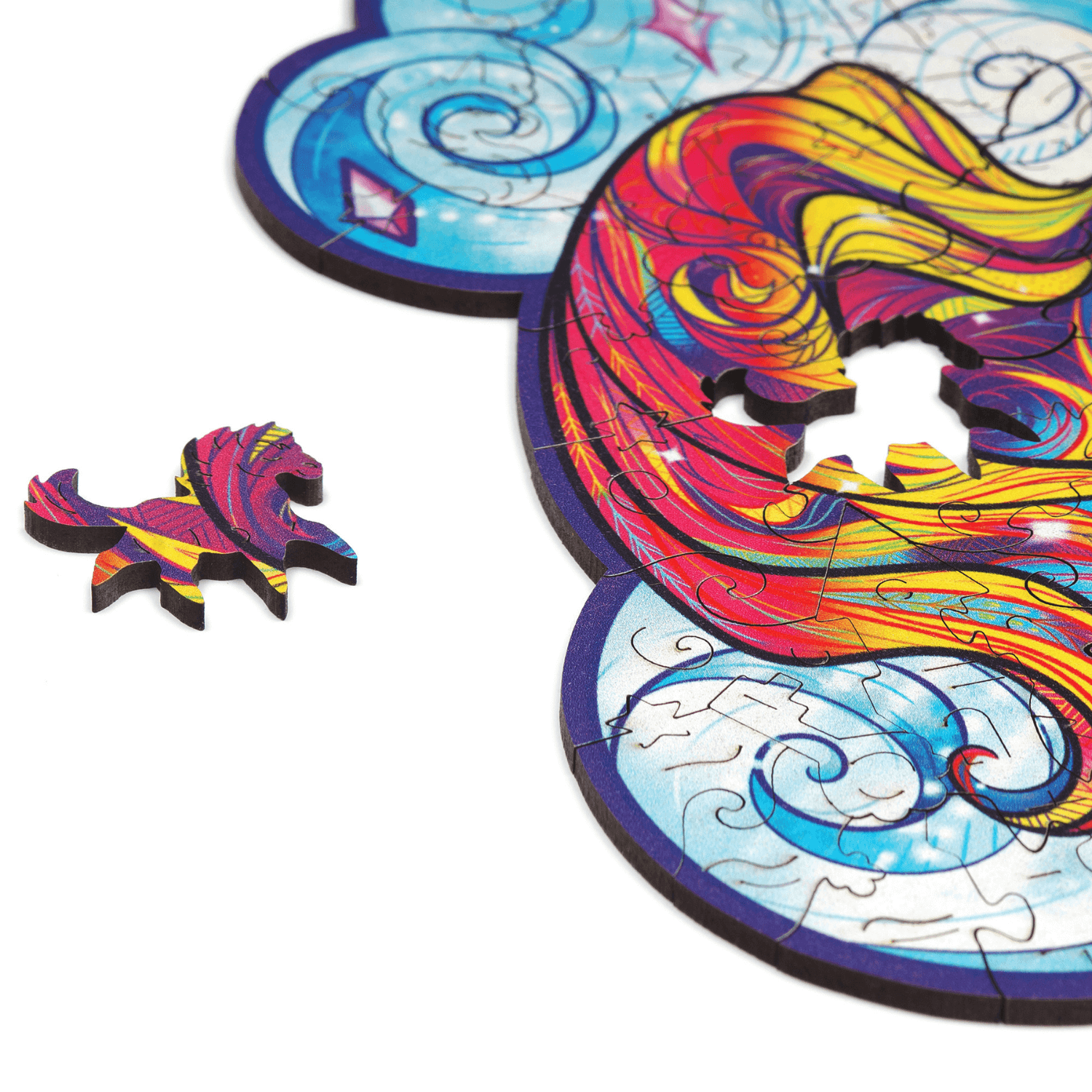 Inspirierendes Einhorn-Holzpuzzle-Unidragon--
