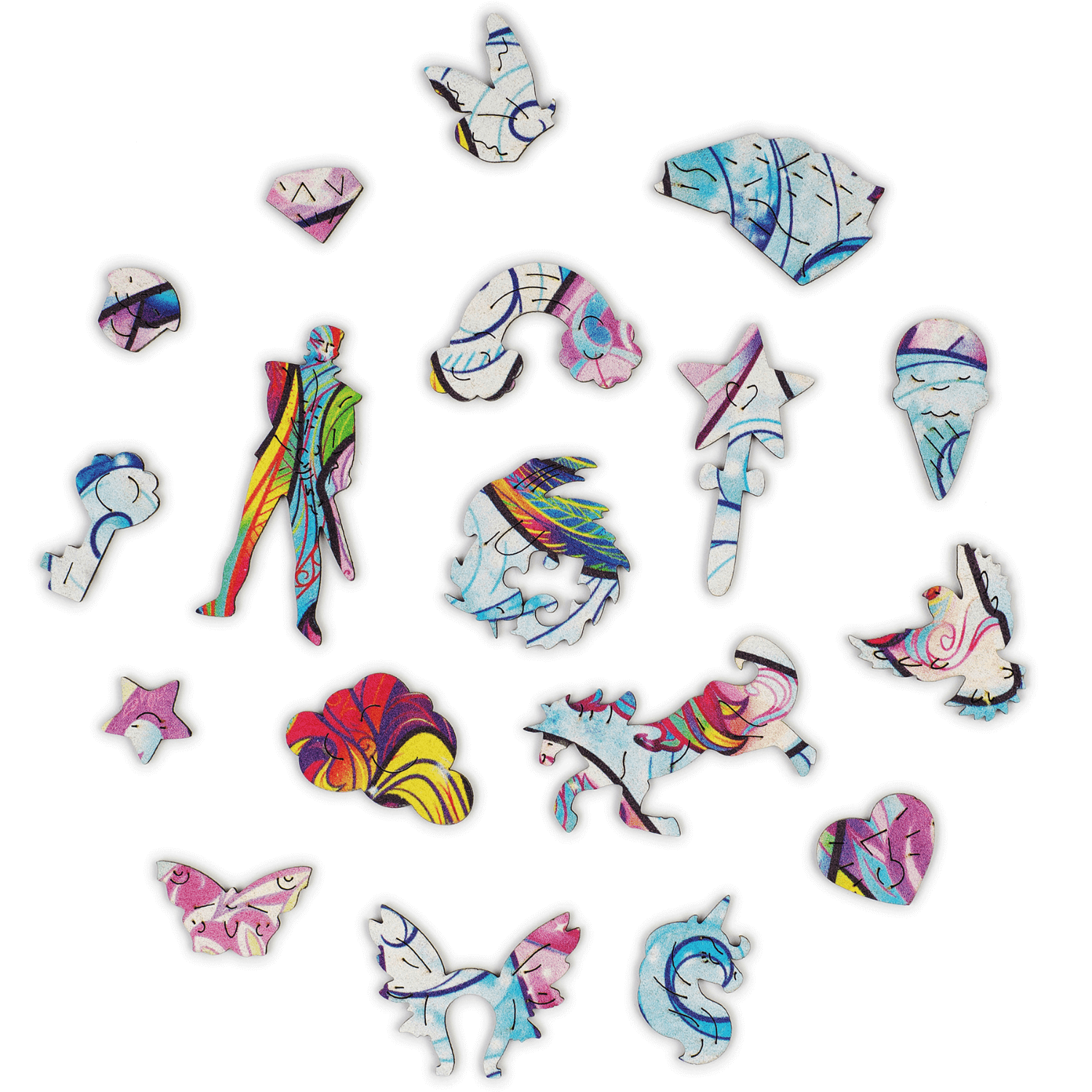 Inspirierendes Einhorn-Holzpuzzle-Unidragon--