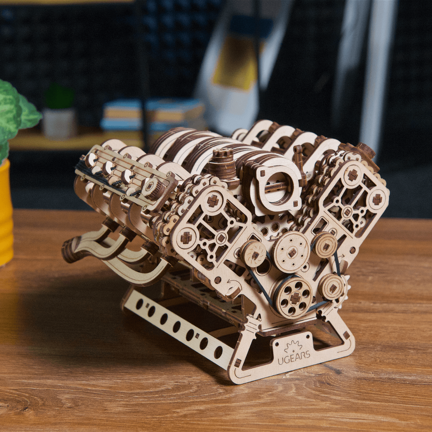 V8-Motor | Maßstab 1:6 Mechanisches Holzpuzzle Ugears