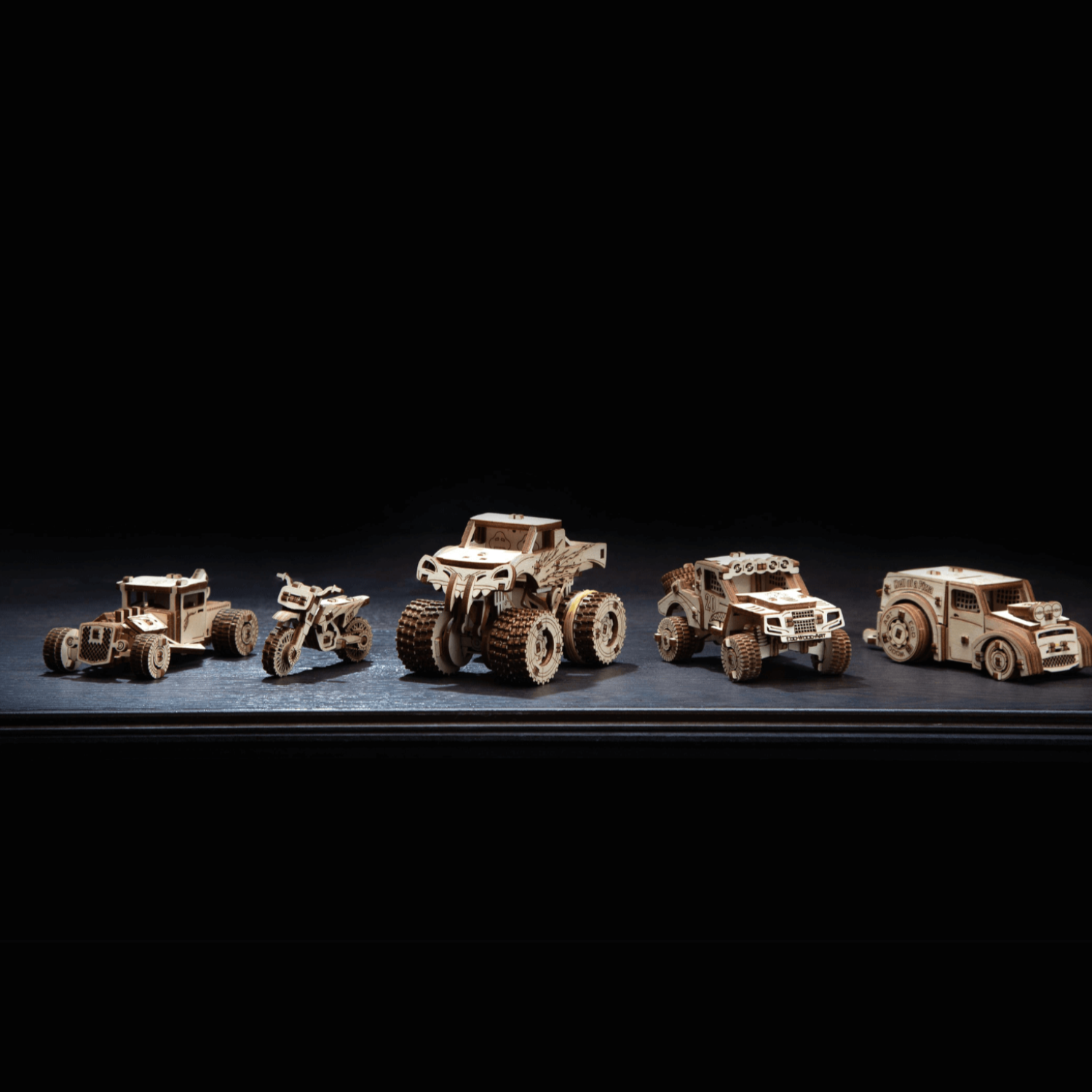 Action-Vehicle Set-Puzzle mécanique en bois-Eco-Wood-Art--