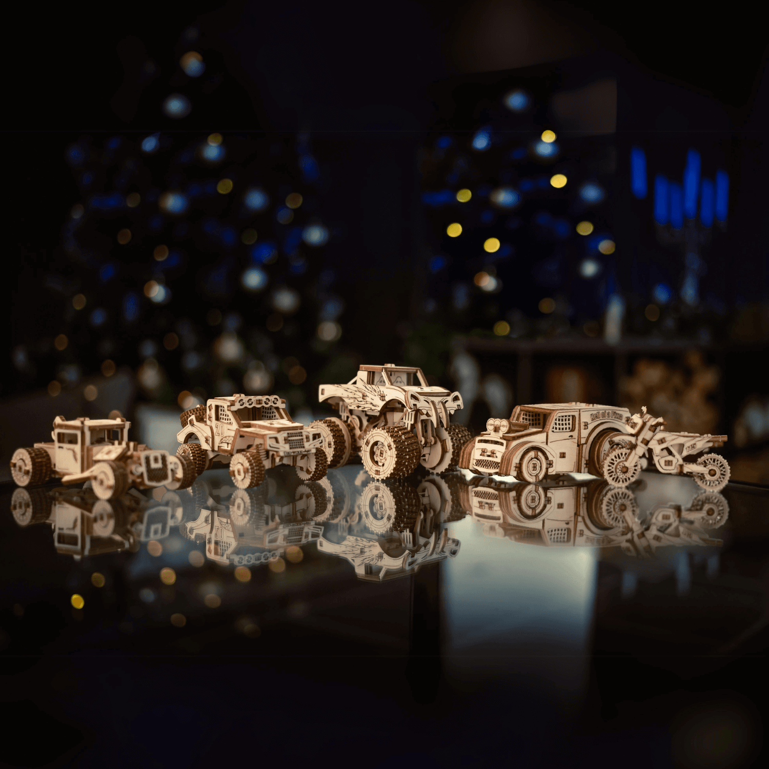 Action-Vehicle Set-Puzzle mécanique en bois-Eco-Wood-Art--