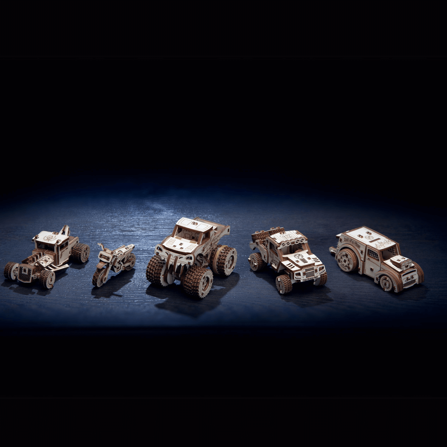 Action-Vehicle Set-Puzzle mécanique en bois-Eco-Wood-Art--