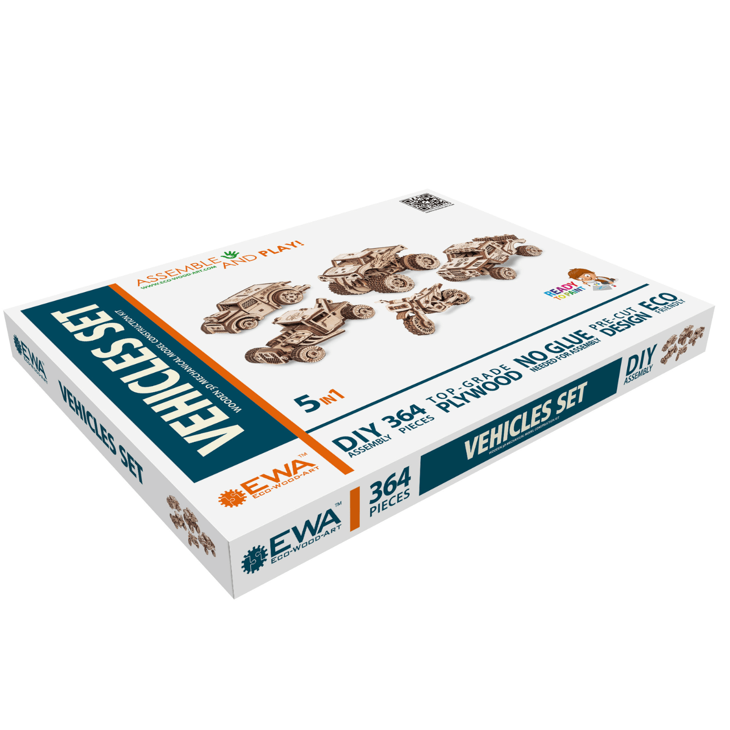 Action-Vehicle Set-Puzzle mécanique en bois-Eco-Wood-Art--