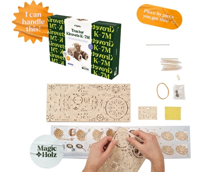 Wooden tractor - kit for technology enthusiasts MagicHolz mechanical wooden puzzle