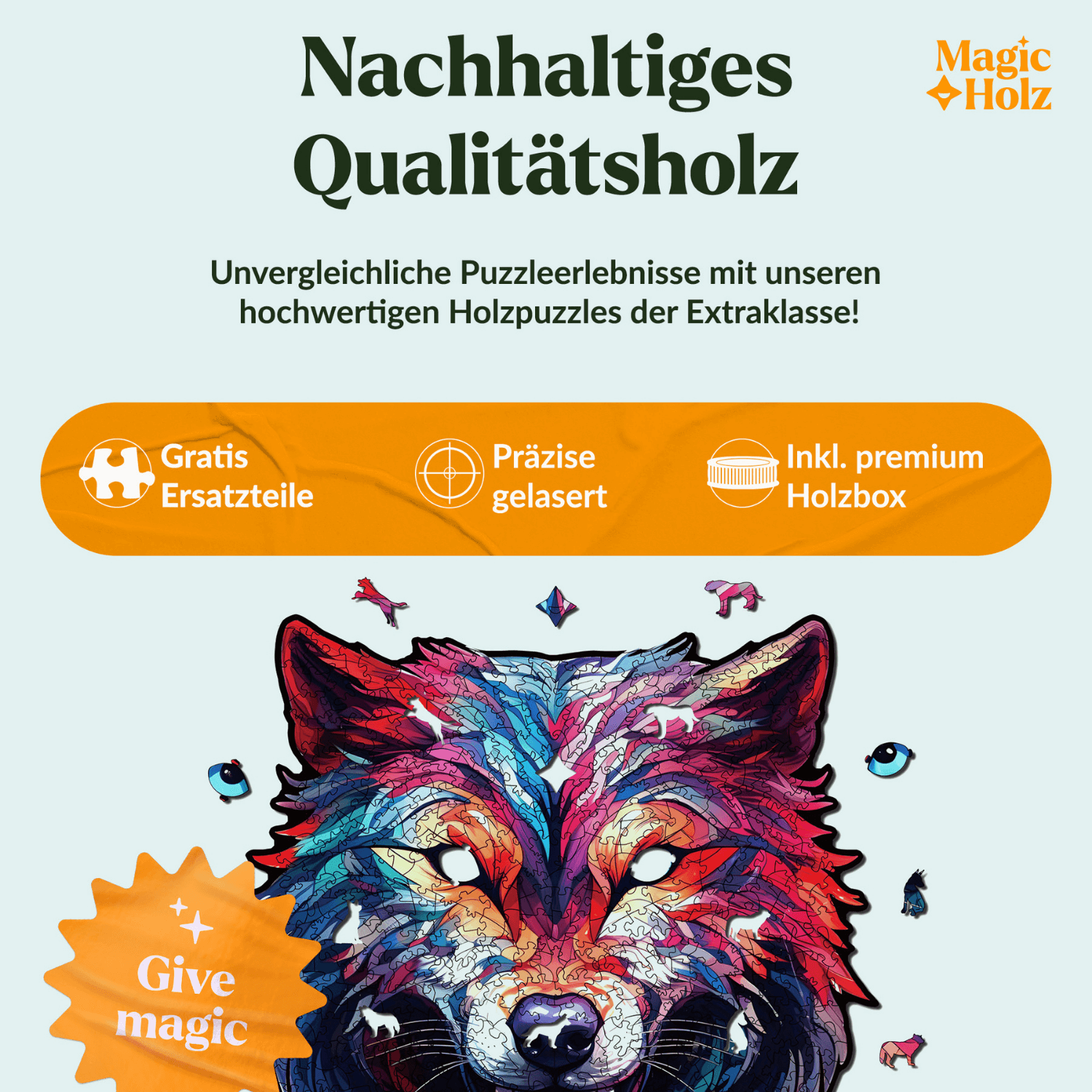 Wächter des Rudels | Wolf Holzpuzzle MagicHolz
