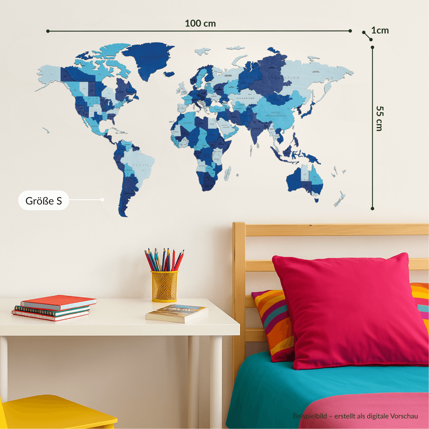 Mehrfarbige Holz Weltkarten