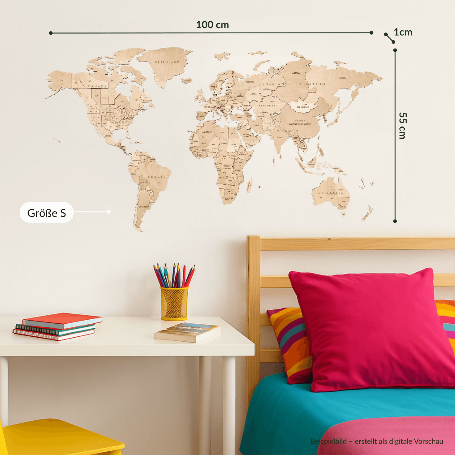 Mehrfarbige Holz Weltkarten