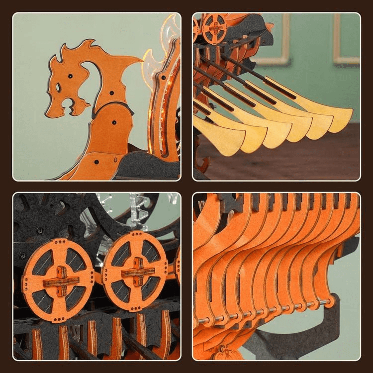 Mechanical Viking dragon ship Mechanical wooden puzzle Robotime