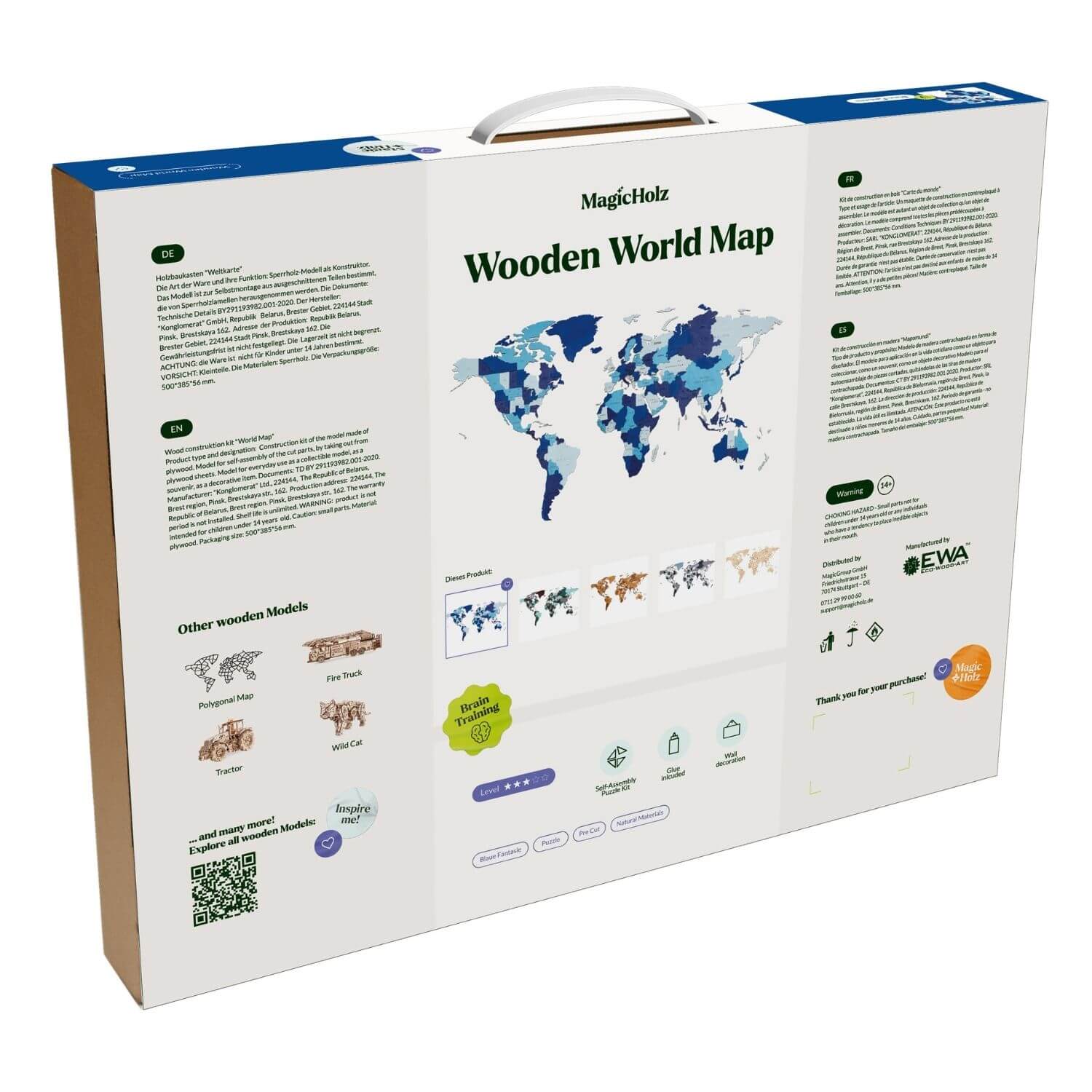 Mehrfarbige Holz Weltkarten Wandpuzzle Eco-Wood-Art