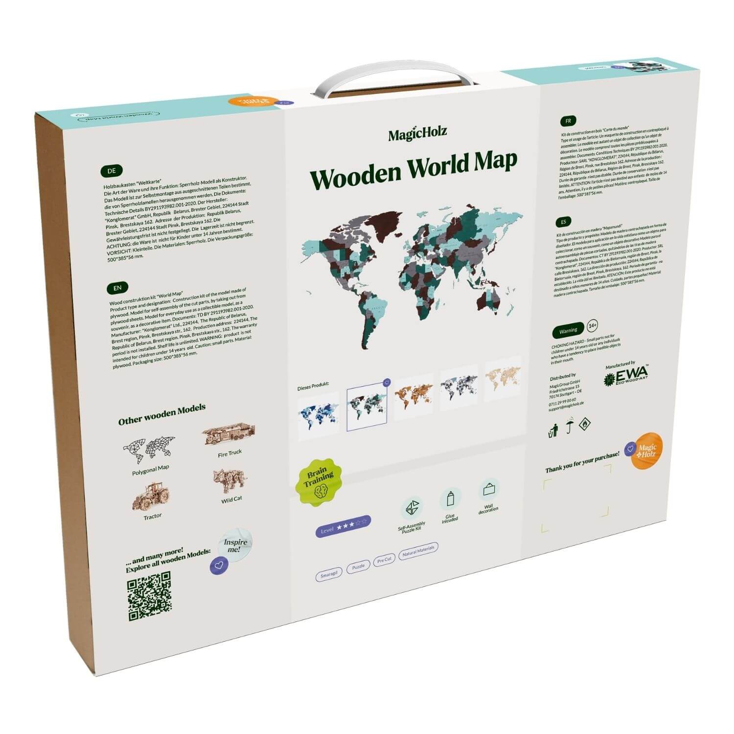 Mehrfarbige Holz Weltkarten Wandpuzzle Eco-Wood-Art