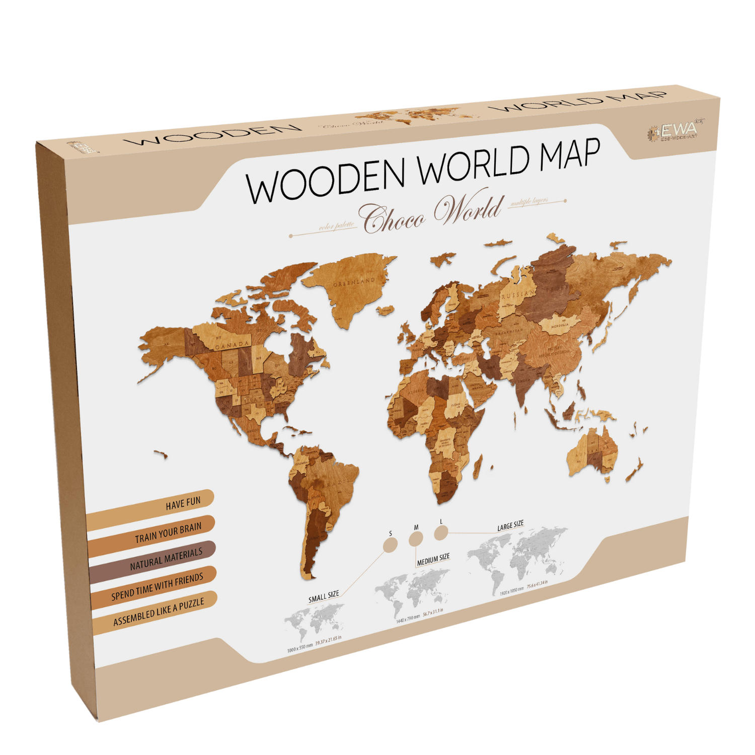 Mehrfarbige Holz Weltkarten | Wandpuzzle-Wandpuzzle-Eco-Wood-Art--