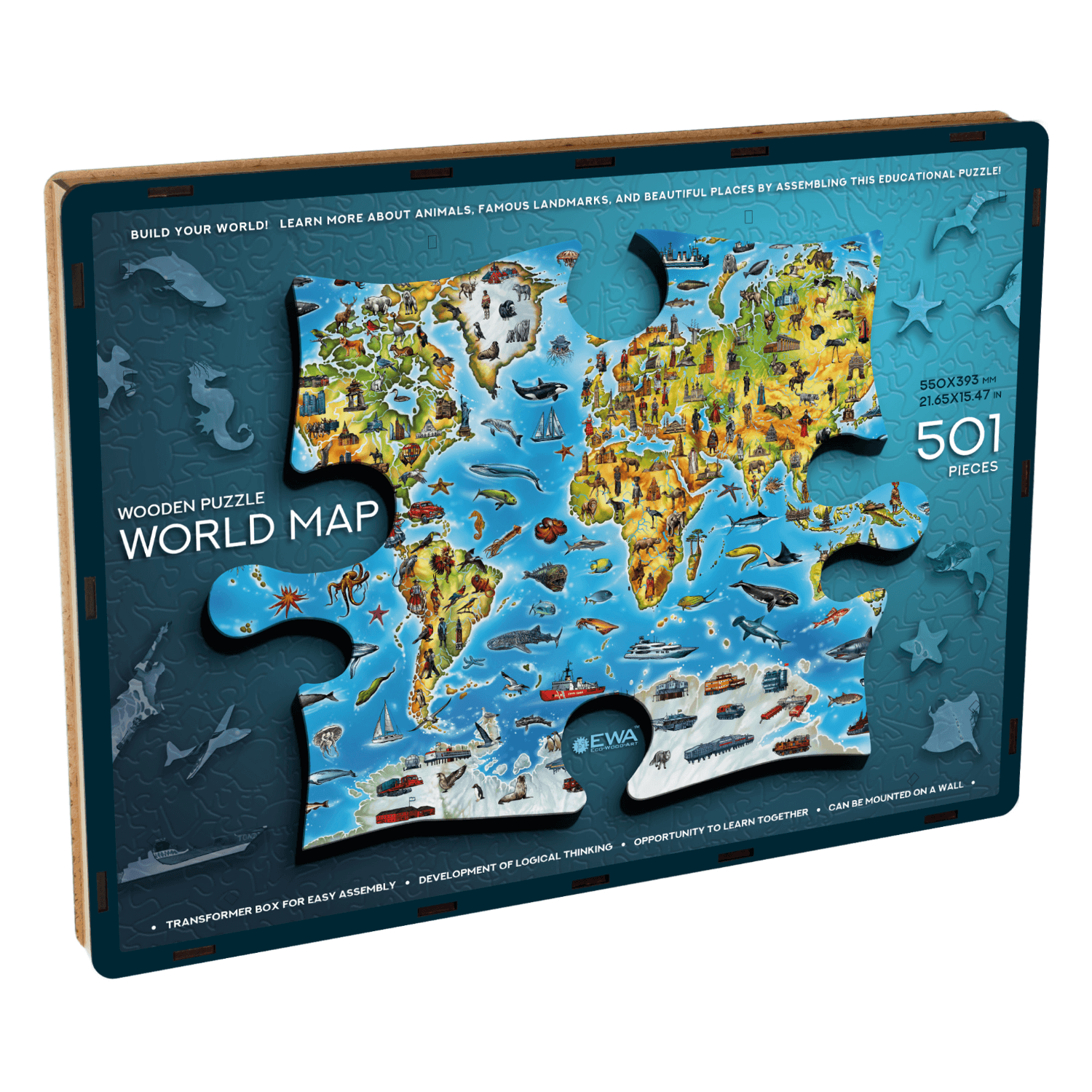 World map wooden puzzle-Eco-Wood-Art--