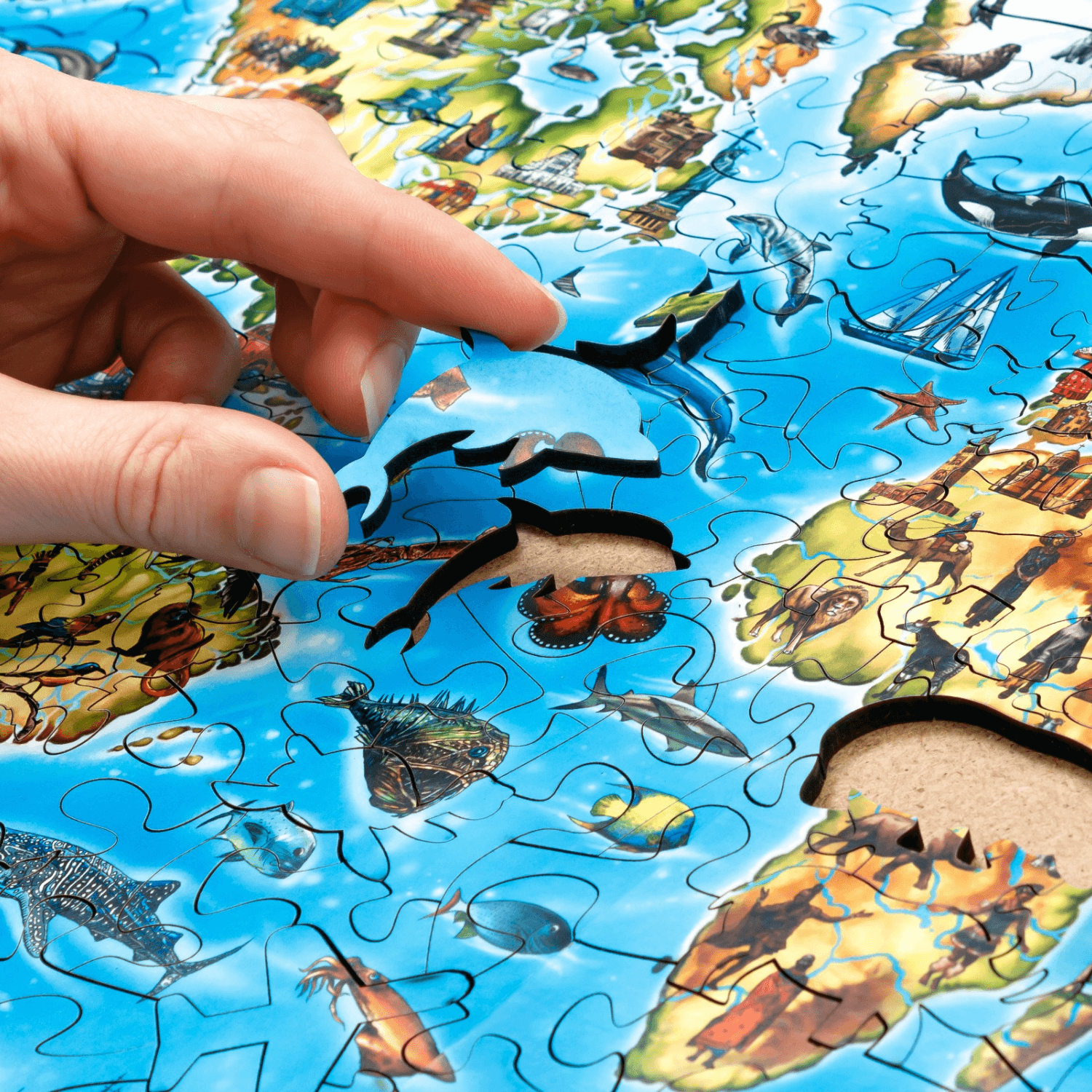 World map wooden puzzle-Eco-Wood-Art--