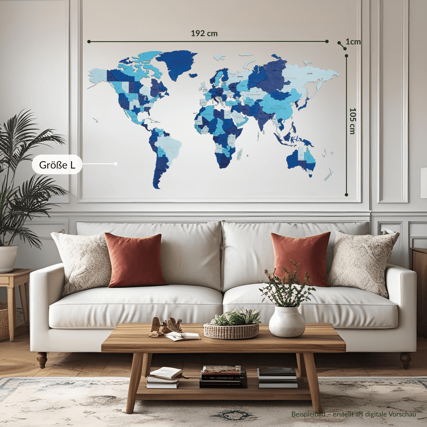 Mehrfarbige Holz Weltkarten