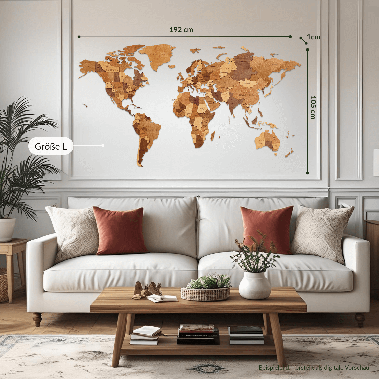 Mehrfarbige Holz Weltkarten