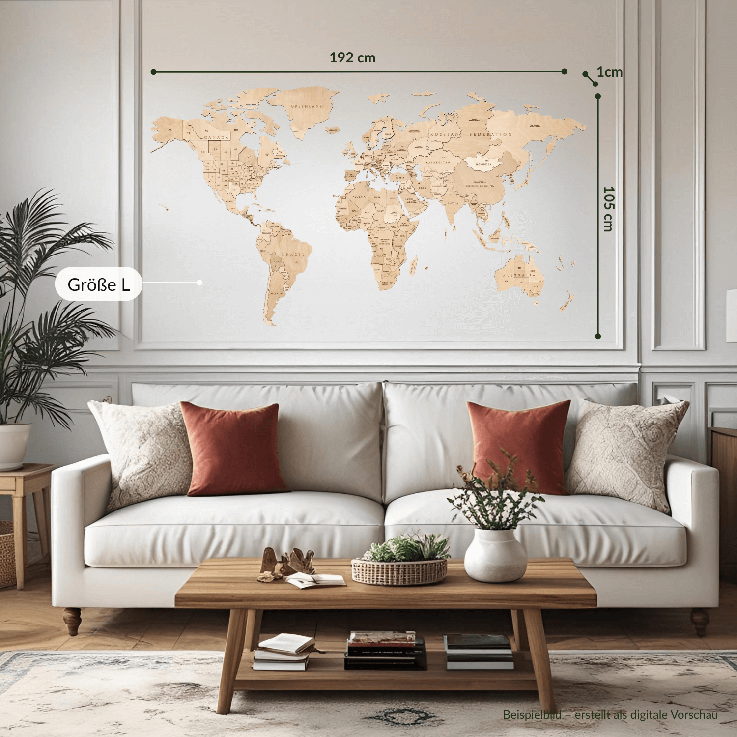 Mehrfarbige Holz Weltkarten