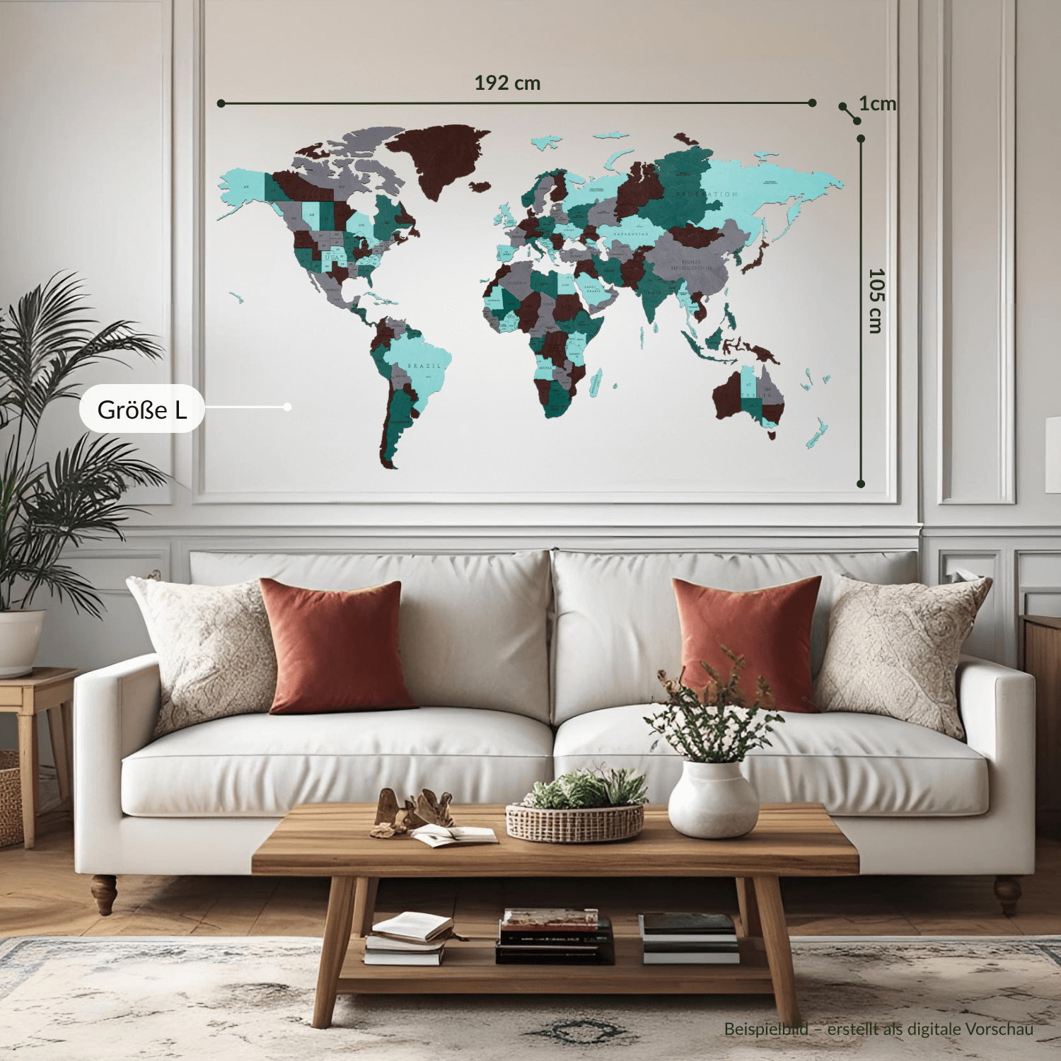 Mehrfarbige Holz Weltkarten