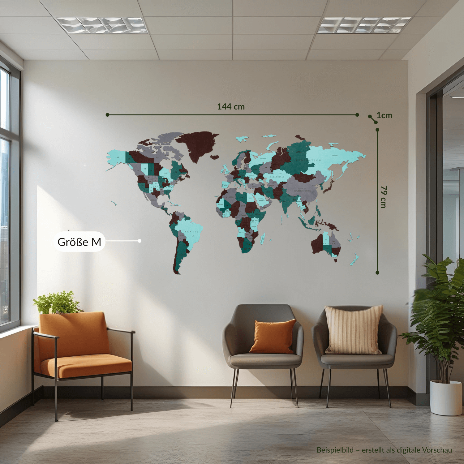 Mehrfarbige Holz Weltkarten