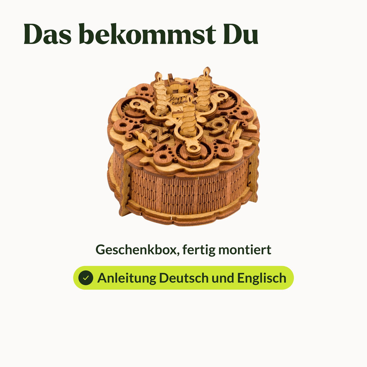 Coffret cadeau « Birthday Cake » (coffret de casse-tête), contenu : coffret cadeau entièrement assemblé, notice en allemand et en anglais