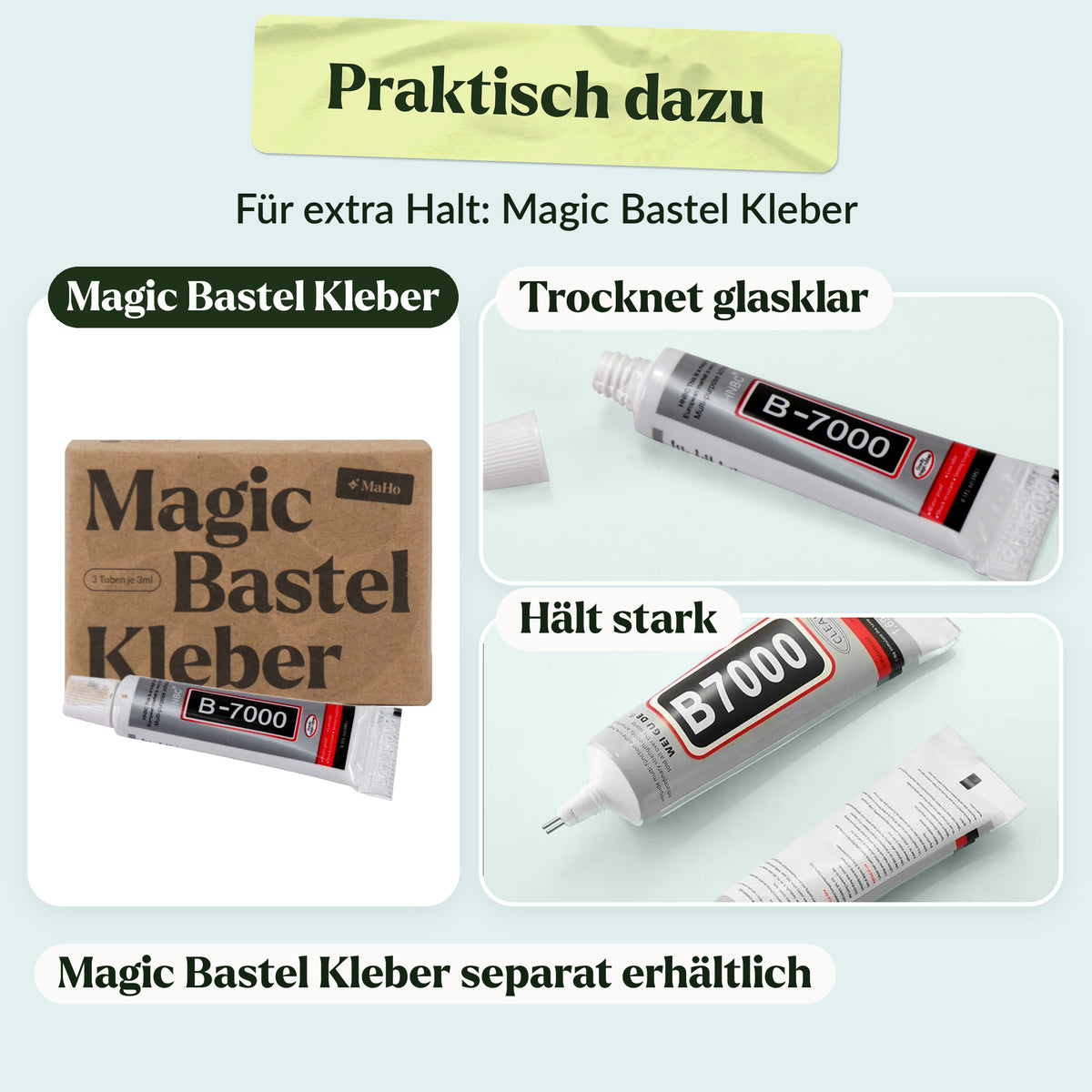 Colle de bricolage Magic, 3 tubes, pour une tenue optimale des kits de construction en bois, sèche en devenant transparente et offre une excellente adhérence (vendue séparément)