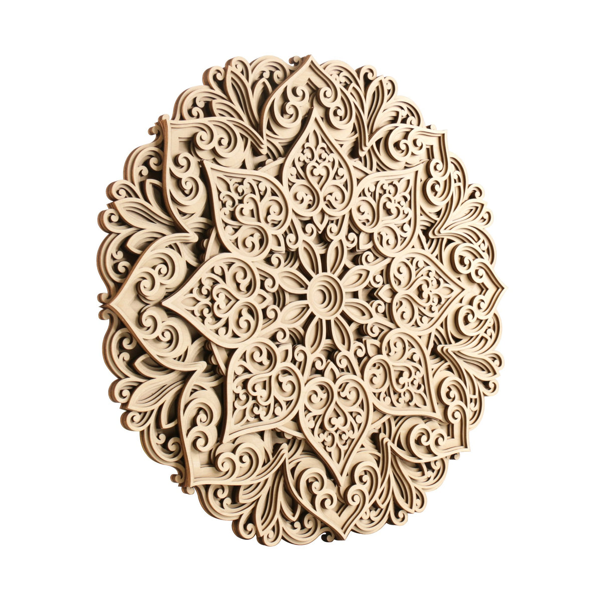 Magic Wall Art | 3D Wall Art, "Zen Circle" design viewed at an angle from the front on a light background, 7 layers