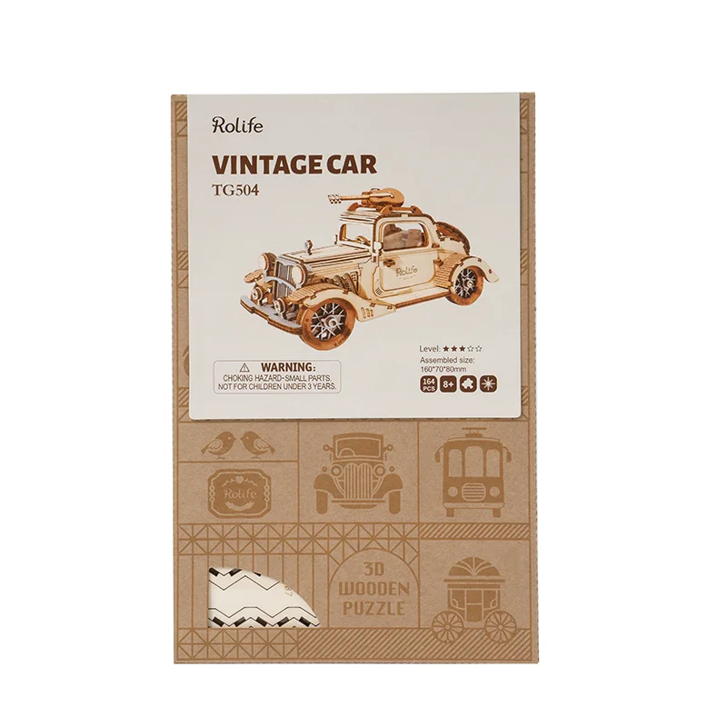 Vintage car with guitar 3D puzzle Robotime