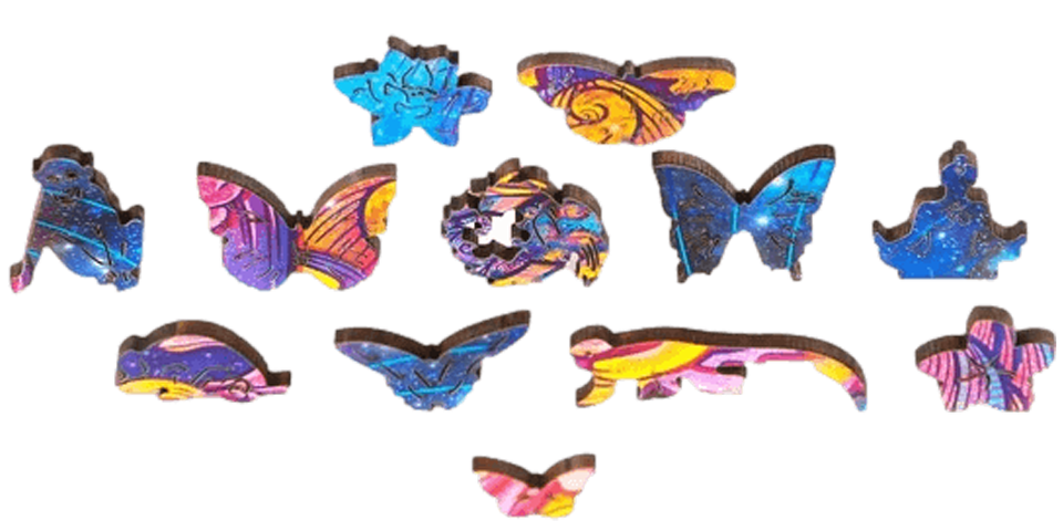 Intergalaktischer Schmetterling-Holzpuzzle-Unidragon--