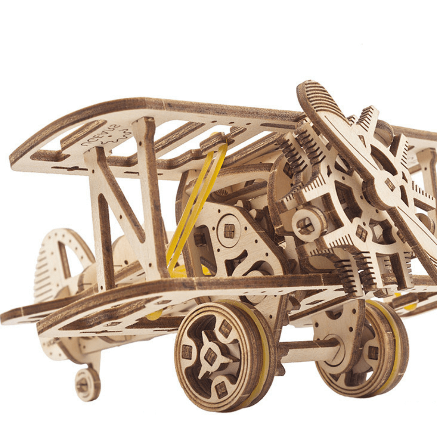 Mini biplan puzzle mécanique en bois Ugears